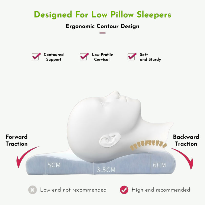 Ultra Slim Ergo Cervical Pillow For Low Pillow Sleepers